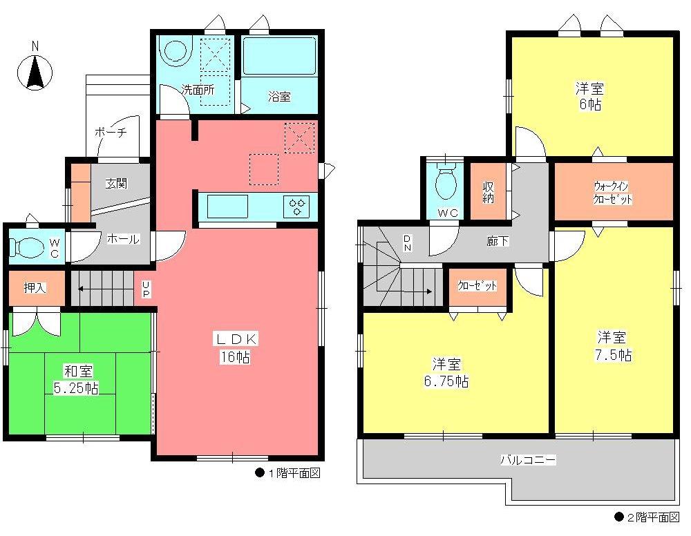 Floor plan. (Building 2), Price 26,800,000 yen, 4LDK, Land area 111.41 sq m , Building area 98.54 sq m