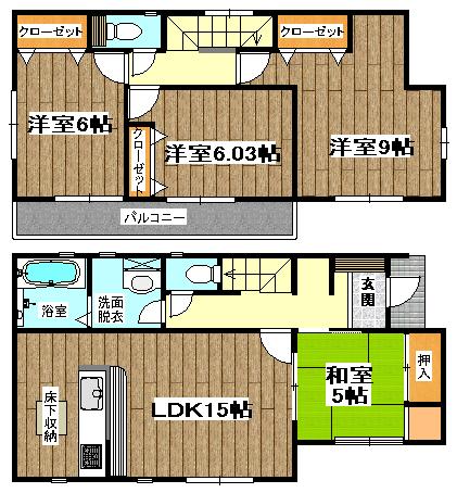 Floor plan. (3 Building), Price 24,900,000 yen, 4LDK, Land area 139.37 sq m , Building area 97.31 sq m