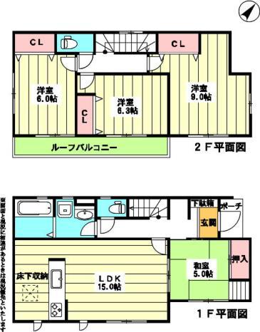 Floor plan. (3 Building), Price 26,800,000 yen, 4LDK, Land area 137.57 sq m , Building area 97.31 sq m