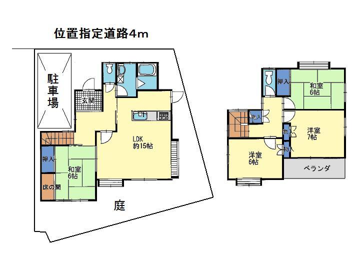 Floor plan. 15.3 million yen, 4LDK, Land area 121.49 sq m , Building area 98.81 sq m
