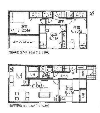 Floor plan. (1 Building), Price 23.5 million yen, 4LDK, Land area 127.58 sq m , Building area 97.31 sq m