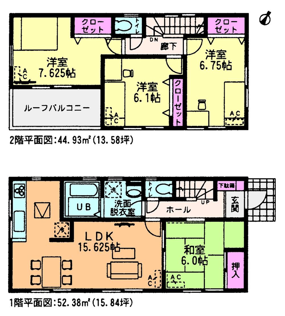 Floor plan. (1 Building), Price 21,800,000 yen, 4LDK, Land area 127.58 sq m , Building area 97.31 sq m