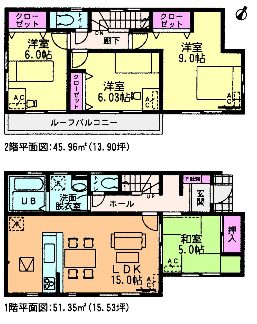 Floor plan. (3 Building), Price 24,900,000 yen, 4LDK, Land area 139.37 sq m , Building area 97.31 sq m