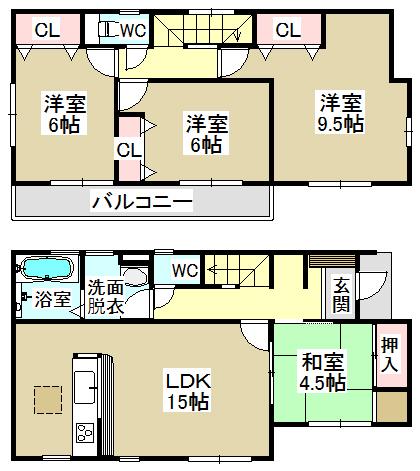 Floor plan. 24,900,000 yen, 4LDK, Land area 139.37 sq m , Building area 97.31 sq m