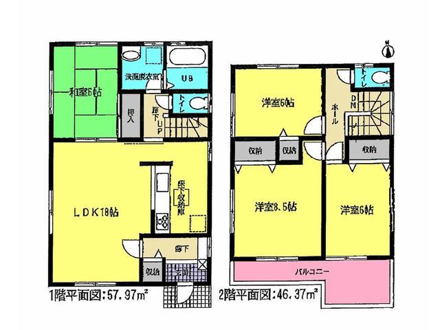 Floor plan. 28.8 million yen, 4LDK, Land area 133.09 sq m , Building area 104.34 sq m floor plan