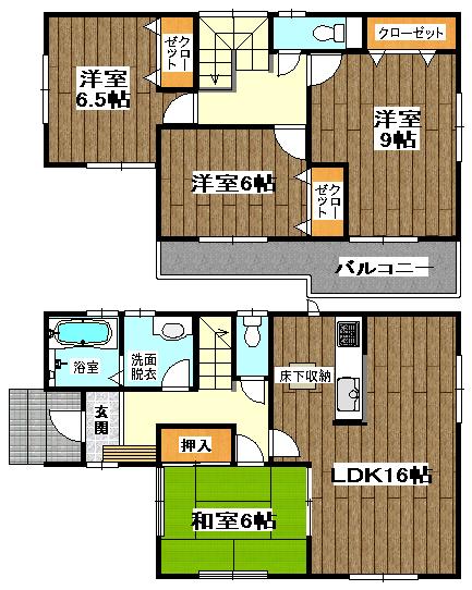 Floor plan. (1 Building), Price 26,800,000 yen, 4LDK, Land area 129.88 sq m , Building area 104.33 sq m