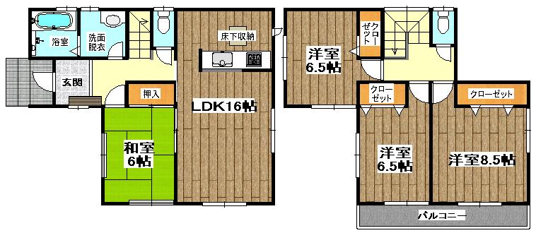 Floor plan. (Building 2), Price 27,800,000 yen, 4LDK, Land area 127.12 sq m , Building area 103.5 sq m