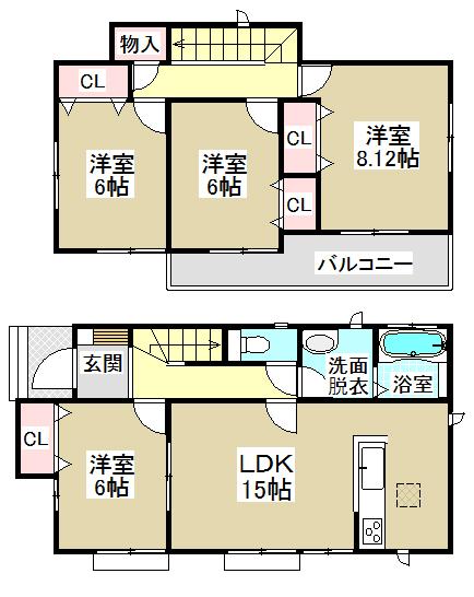 Floor plan. (1 Building), Price 22,800,000 yen, 4LDK, Land area 123.36 sq m , Building area 98.76 sq m