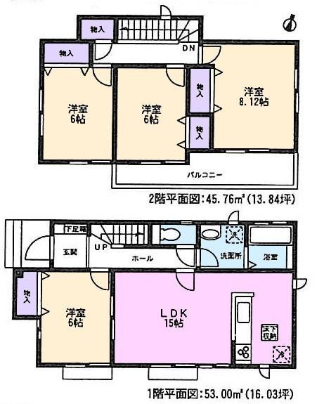 Floor plan. 22,800,000 yen, 4LDK, Land area 123.36 sq m , Building area 98.76 sq m