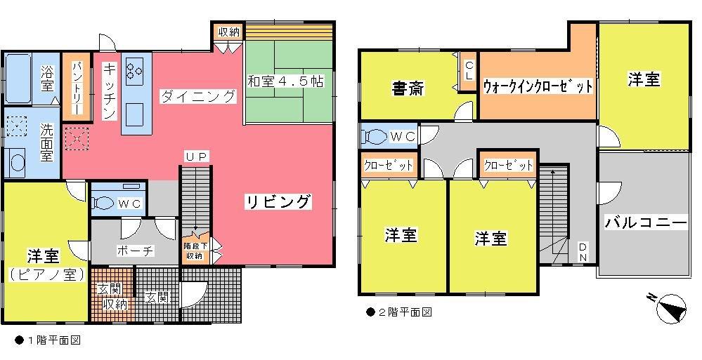 Floor plan. 45 million yen, 5LDK, Land area 198.35 sq m , Building area 142.22 sq m