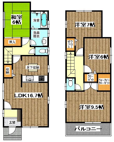 Floor plan. (1 Building), Price 19,800,000 yen, 4LDK, Land area 132.02 sq m , Building area 105.58 sq m