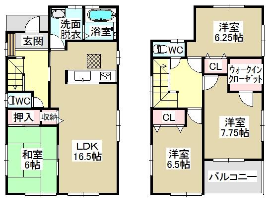 Floor plan. 26,800,000 yen, 4LDK, Land area 142.31 sq m , Building area 105.37 sq m