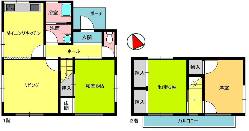 Floor plan. 10.8 million yen, 4DK, Land area 193.44 sq m , Building area 84.57 sq m