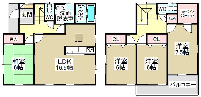 Floor plan. 23.8 million yen, 4LDK, Land area 163.93 sq m , Building area 105.59 sq m