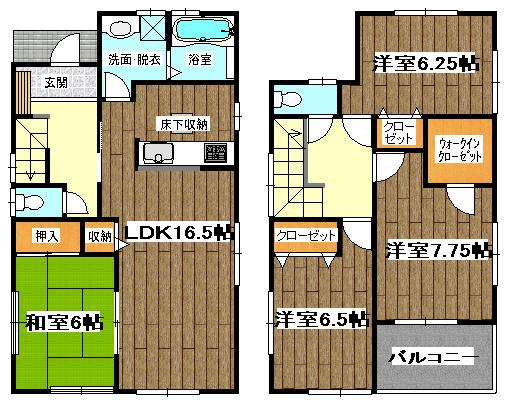 Floor plan. (1 Building), Price 26,800,000 yen, 4LDK, Land area 142.31 sq m , Building area 105.37 sq m