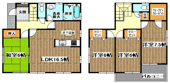 Floor plan. (3 Building), Price 23.8 million yen, 4LDK, Land area 172.34 sq m , Building area 105.59 sq m