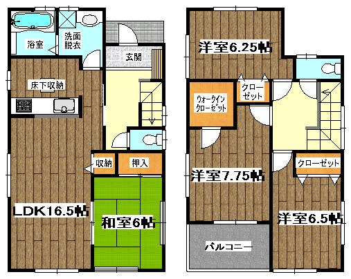Floor plan. (4 Building), Price 25,800,000 yen, 4LDK, Land area 143.75 sq m , Building area 105.37 sq m