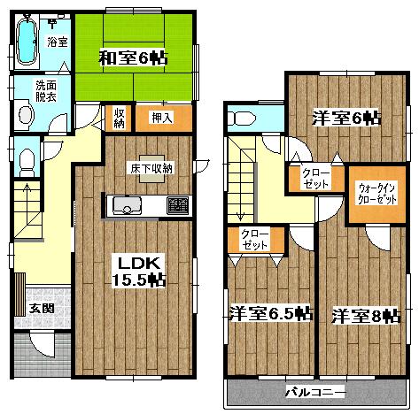 Floor plan. (5 Building), Price 28.8 million yen, 4LDK, Land area 136.18 sq m , Building area 105.17 sq m