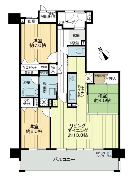 Floor plan. 3LDK, Price 18,800,000 yen, Occupied area 81.78 sq m , Balcony area 17.3 sq m