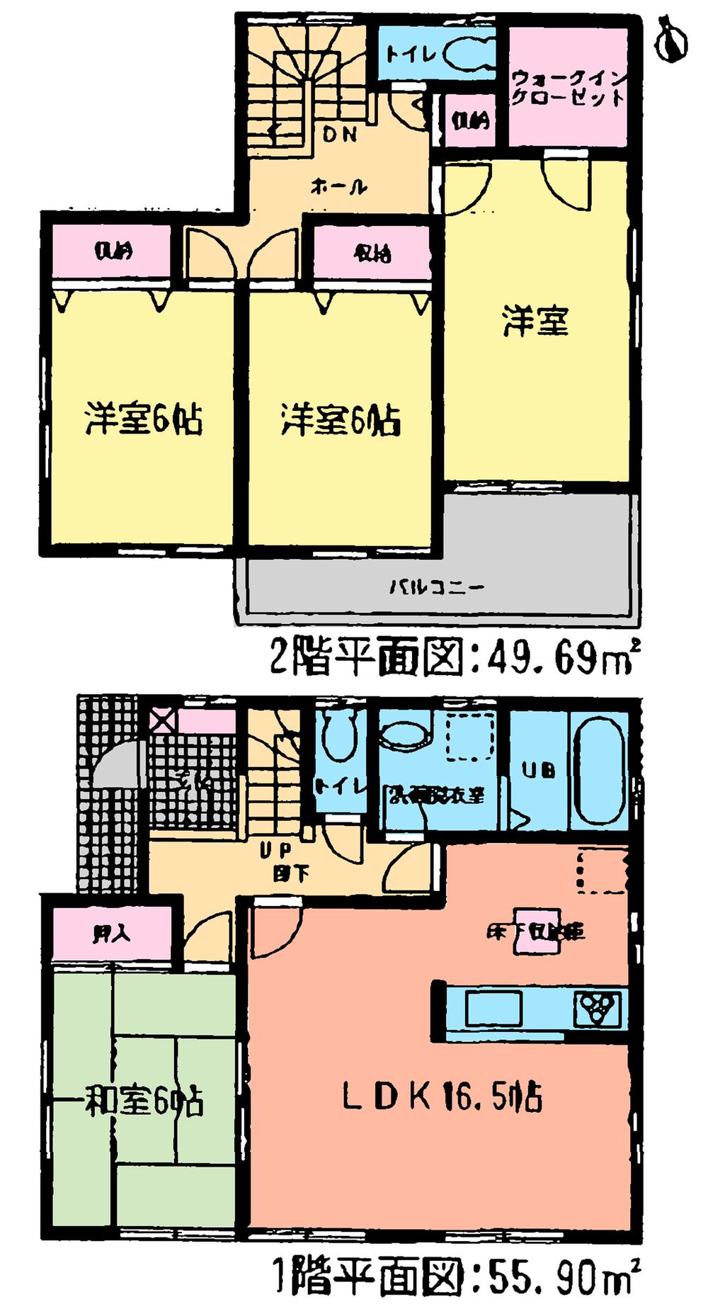 Floor plan. (3 Building), Price 23.8 million yen, 4LDK, Land area 172.34 sq m , Building area 105.59 sq m