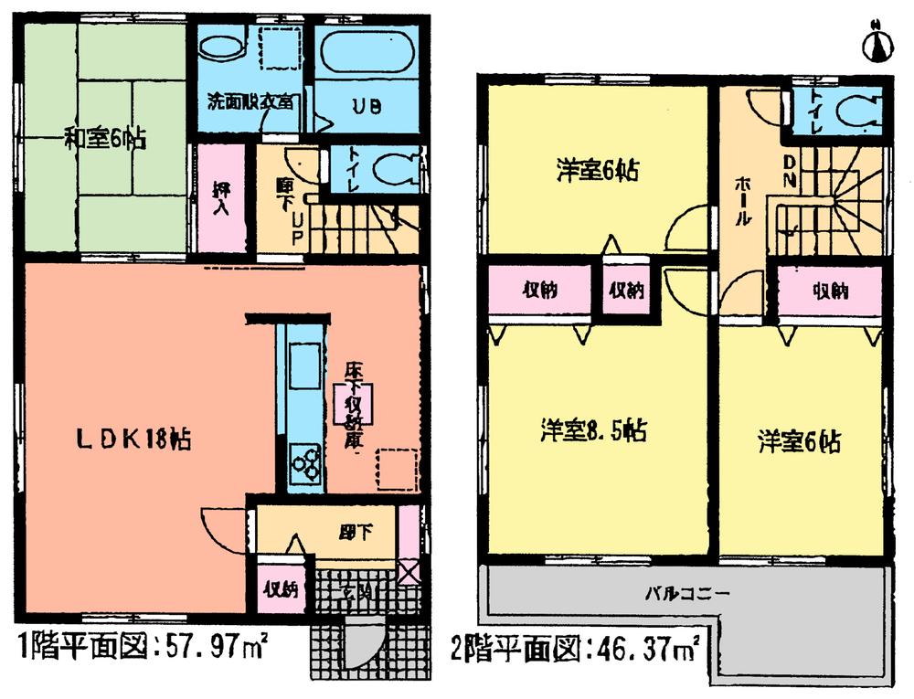 Floor plan. (1 Building), Price 28.8 million yen, 4LDK, Land area 133.09 sq m , Building area 104.34 sq m