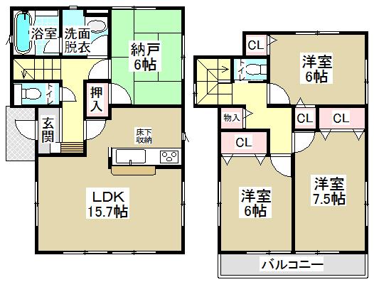 Floor plan. (3 Building), Price 23,900,000 yen, 3LDK+S, Land area 166.21 sq m , Building area 95.98 sq m