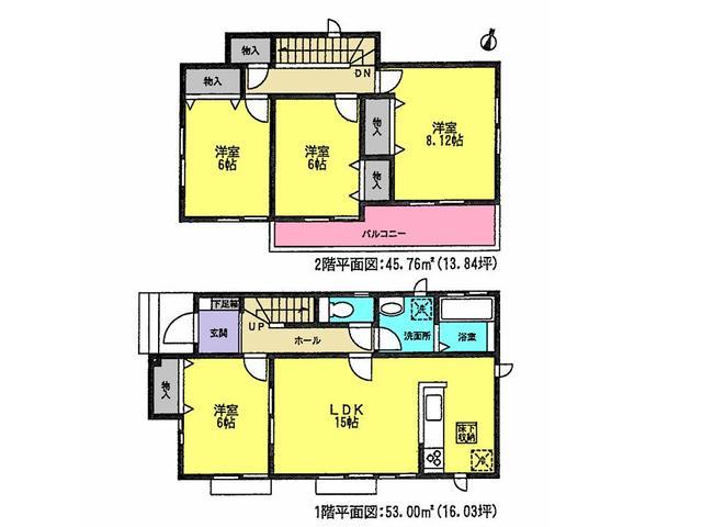 Floor plan. 22,800,000 yen, 4LDK, Land area 123.36 sq m , Building area 98.76 sq m floor plan
