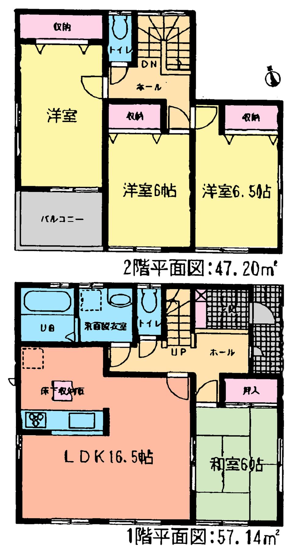Floor plan. (Building 2), Price 23.8 million yen, 4LDK, Land area 172.3 sq m , Building area 104.34 sq m