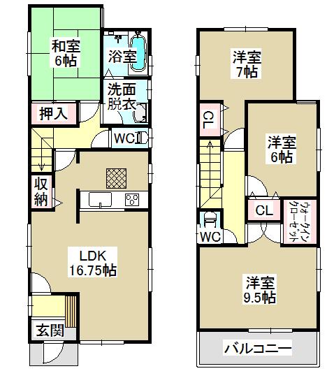 Floor plan. 19,800,000 yen, 4LDK, Land area 132.02 sq m , Building area 105.58 sq m
