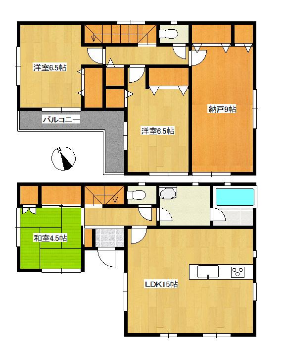 Floor plan. (1 Building), Price 24,900,000 yen, 3LDK+S, Land area 127.36 sq m , Building area 98.01 sq m