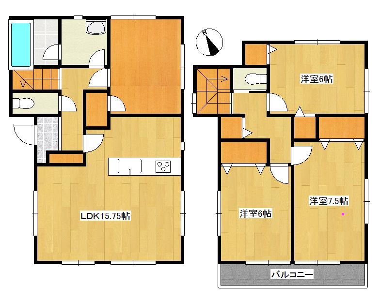 Floor plan. (3 Building), Price 23,900,000 yen, 3LDK+S, Land area 166.21 sq m , Building area 95.98 sq m