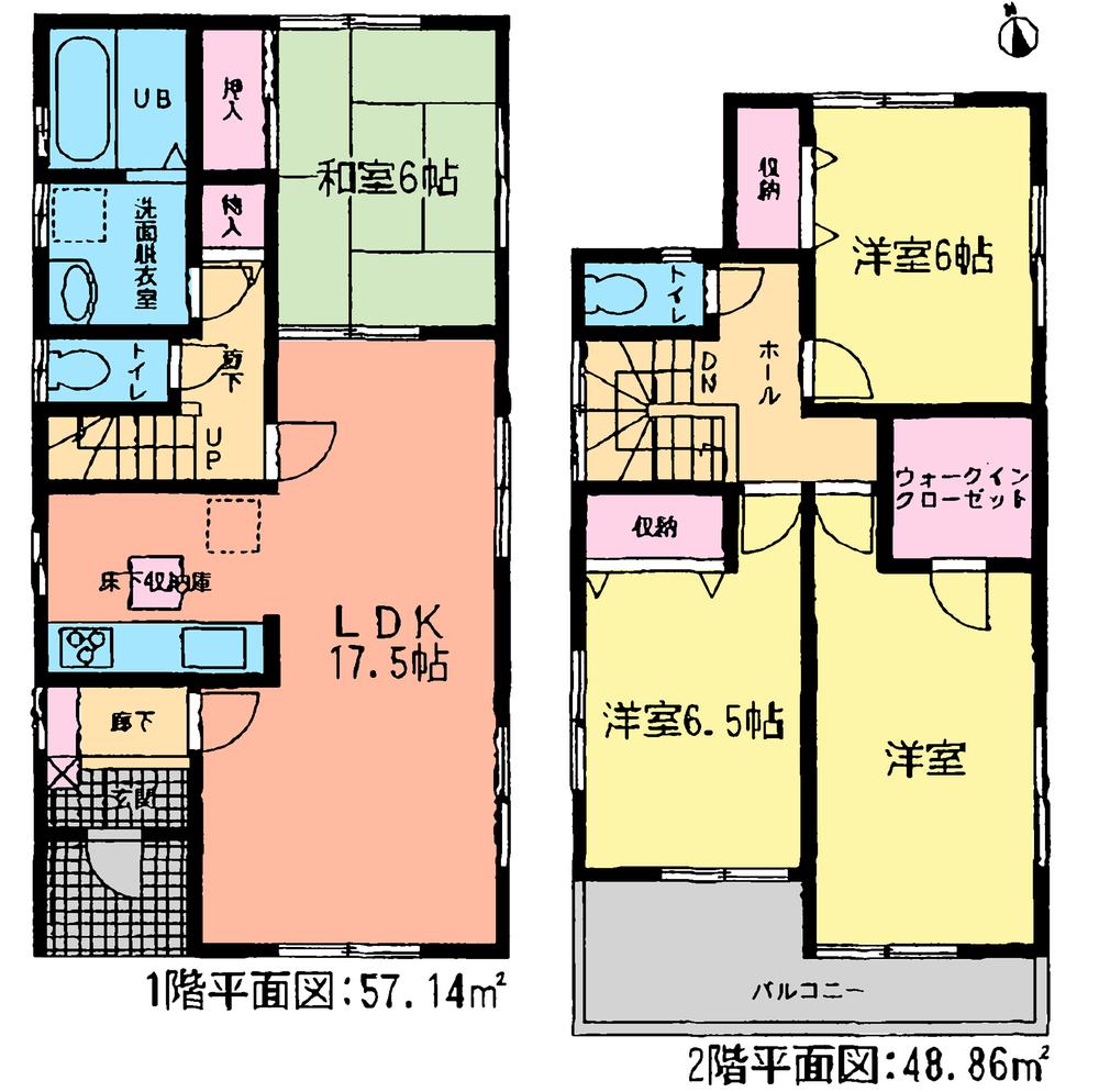 Floor plan. (6 Building), Price 27,800,000 yen, 4LDK, Land area 136.18 sq m , Building area 106 sq m