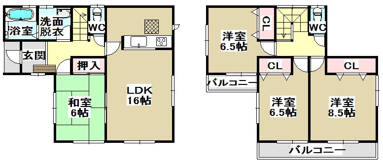 Floor plan. 27,800,000 yen, 4LDK, Land area 126.56 sq m , Building area 104.34 sq m