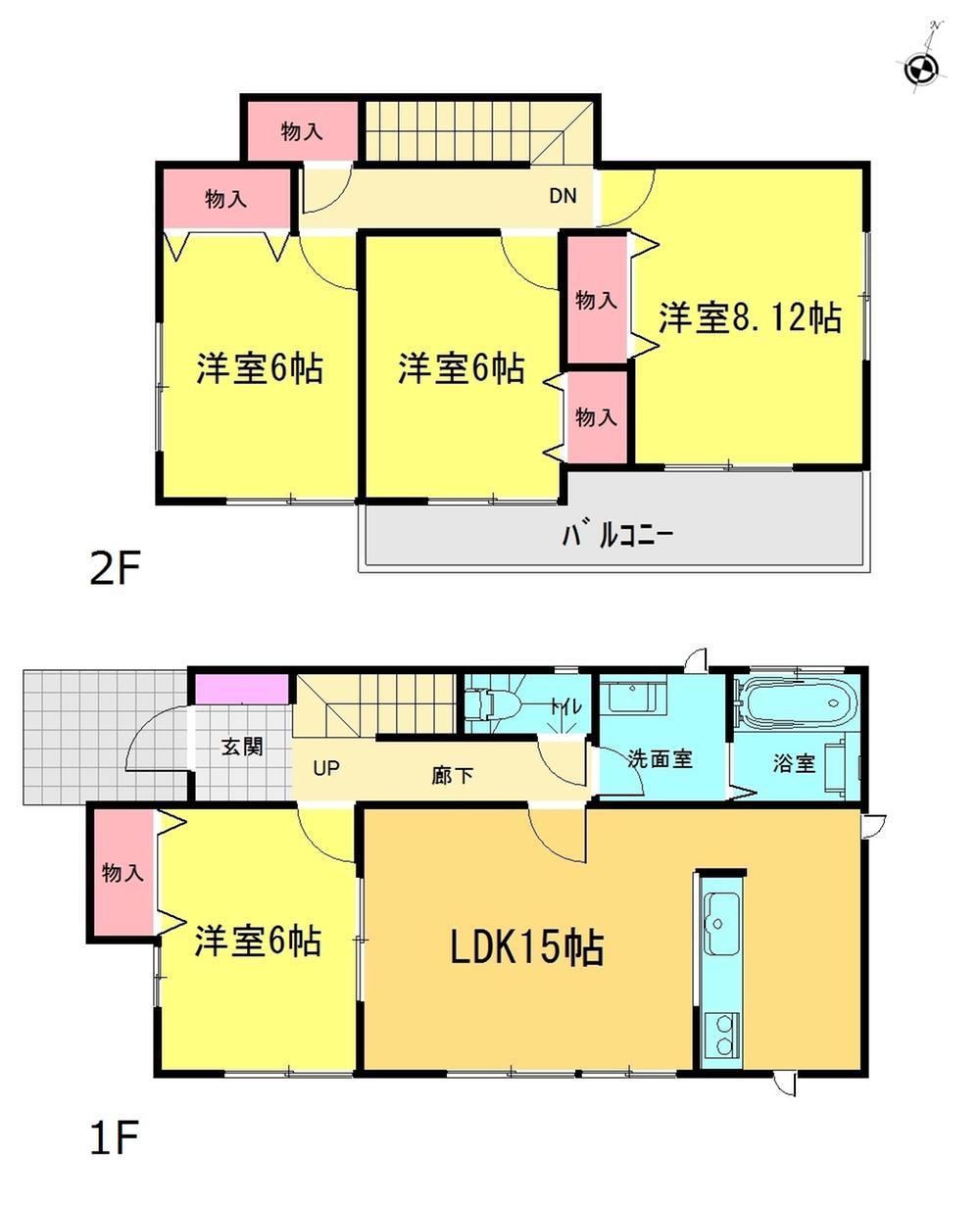 Floor plan. (1 Building), Price 22,800,000 yen, 4LDK, Land area 123.36 sq m , Building area 98.76 sq m