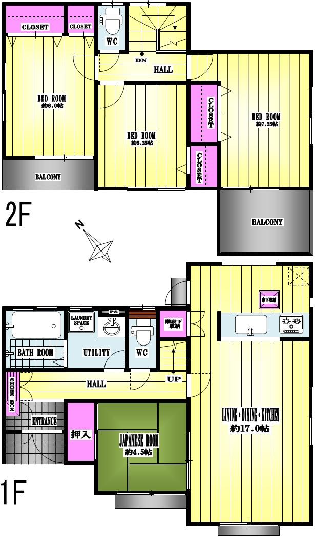 Floor plan. (1 Building), Price 29,990,000 yen, 4LDK, Land area 283.81 sq m , Building area 96.07 sq m