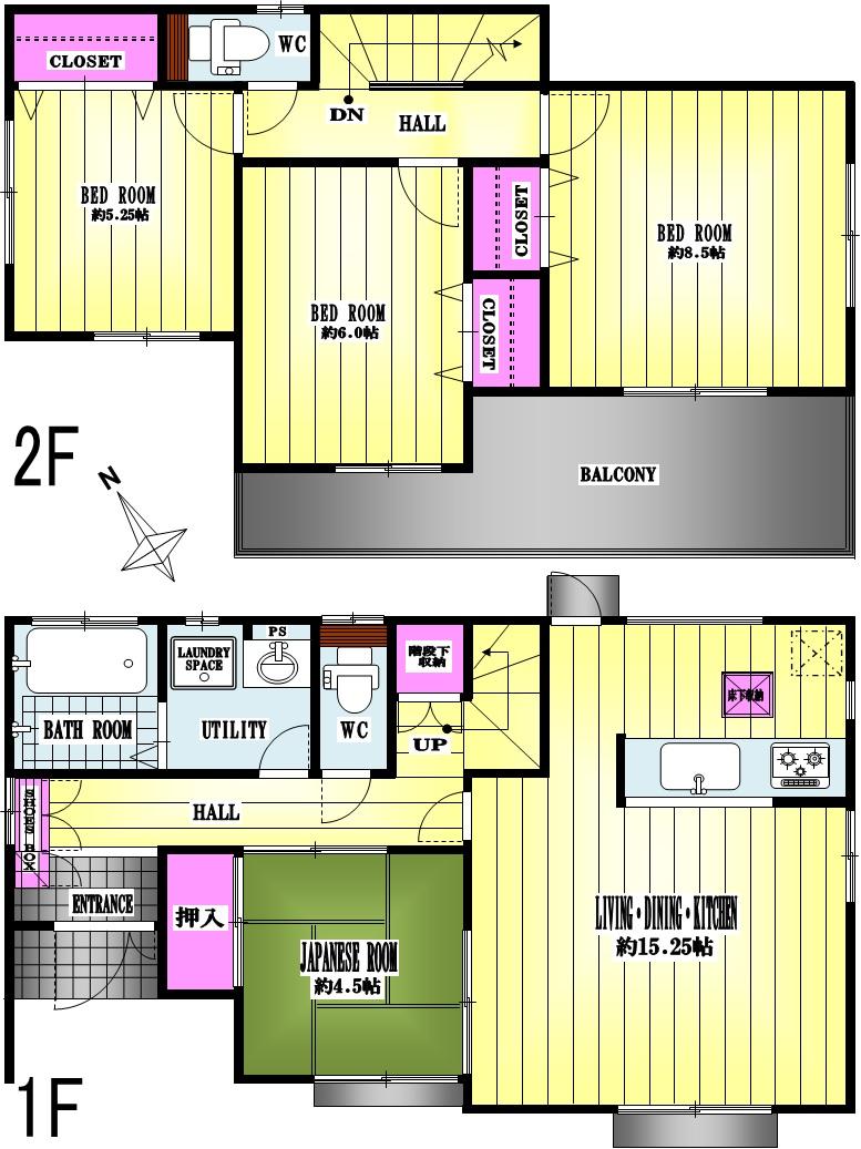 Floor plan. (Building 2), Price 29,990,000 yen, 4LDK, Land area 296.24 sq m , Building area 96.07 sq m
