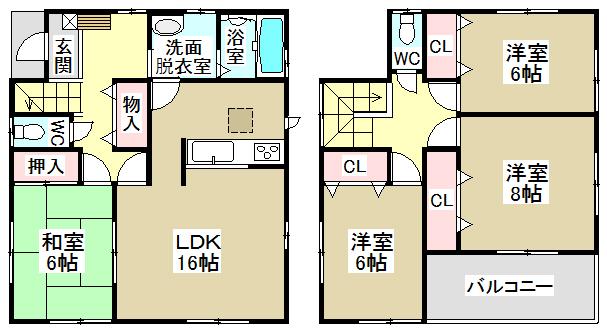 Floor plan. 22,800,000 yen, 4LDK, Land area 163.22 sq m , Building area 106 sq m