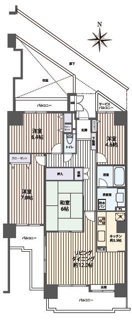 Floor plan. 4LDK, Price 14.3 million yen, Occupied area 88.68 sq m , Balcony area 20.23 sq m   ■ 4LDK
