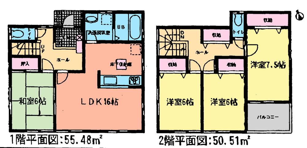 Floor plan. (Building 2), Price 23.8 million yen, 4LDK, Land area 164.55 sq m , Building area 105.99 sq m