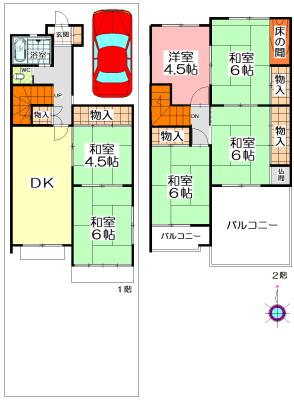Floor plan. 8.1 million yen, 6LDK, Land area 128.72 sq m , Building area 95.45 sq m