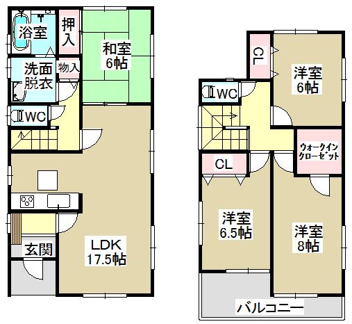 Floor plan. 27,800,000 yen, 4LDK, Land area 136.18 sq m , Building area 106 sq m