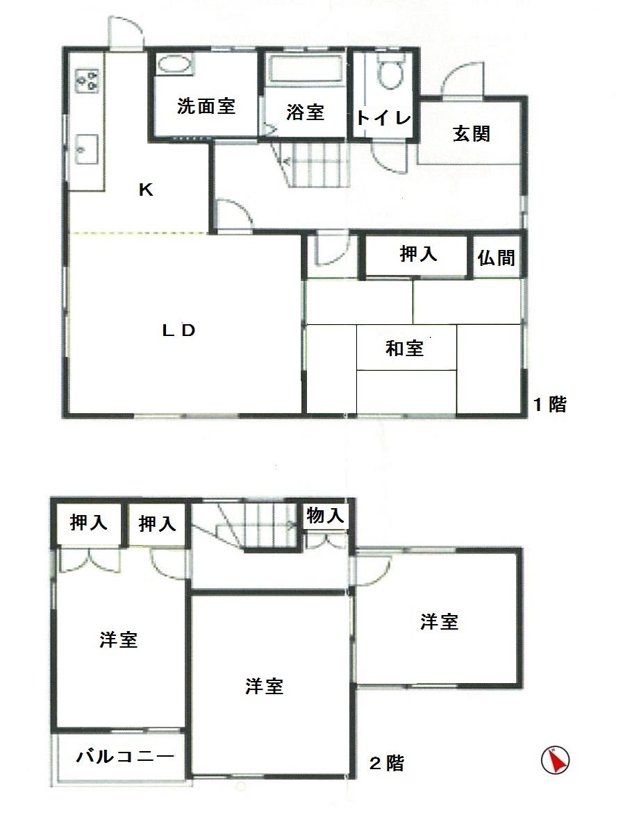 Floor plan. 15.5 million yen, 4LDK, Land area 145.35 sq m , Building area 89.19 sq m