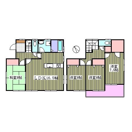 Floor plan. 23.8 million yen, 4LDK, Land area 163.93 sq m , Building area 105.59 sq m