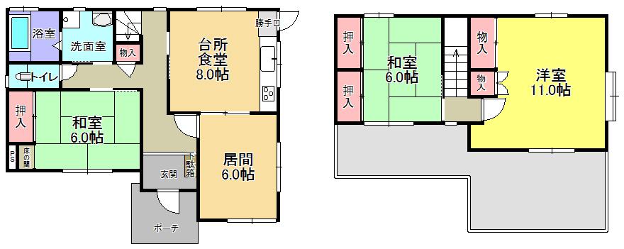 Floor plan. 14.5 million yen, 3LDK, Land area 172.24 sq m , Building area 99.54 sq m