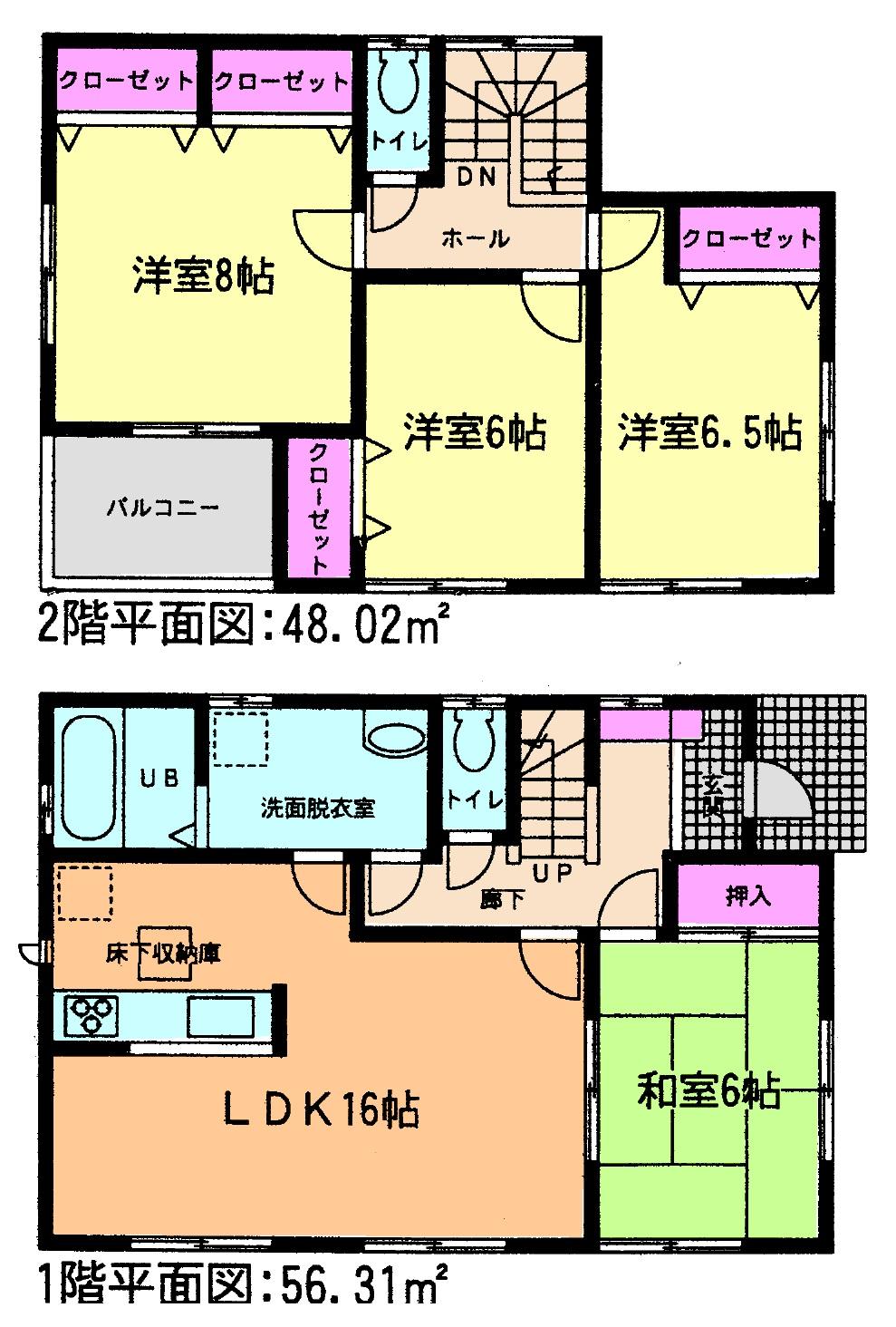 Floor plan. (1 Building), Price 25,800,000 yen, 4LDK, Land area 141.09 sq m , Building area 104.34 sq m