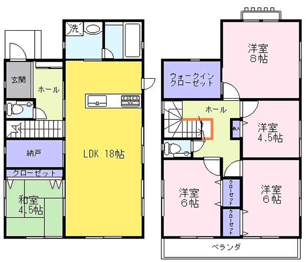 Floor plan. 39,800,000 yen, 5LDK + 2S (storeroom), Land area 186.8 sq m , Building area 117.6 sq m 5LDK + 2 with cloak