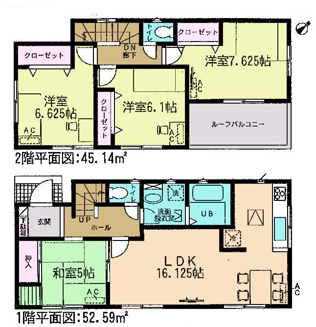 Floor plan. (4 Building), Price 21.5 million yen, 4LDK, Land area 130.06 sq m , Building area 97.73 sq m