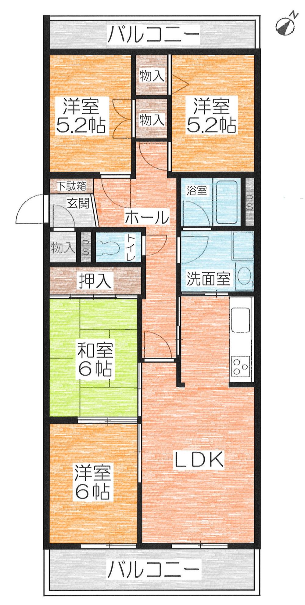 Floor plan. 4LDK, Price 7.9 million yen, Occupied area 81.59 sq m , Balcony area 14.1 sq m