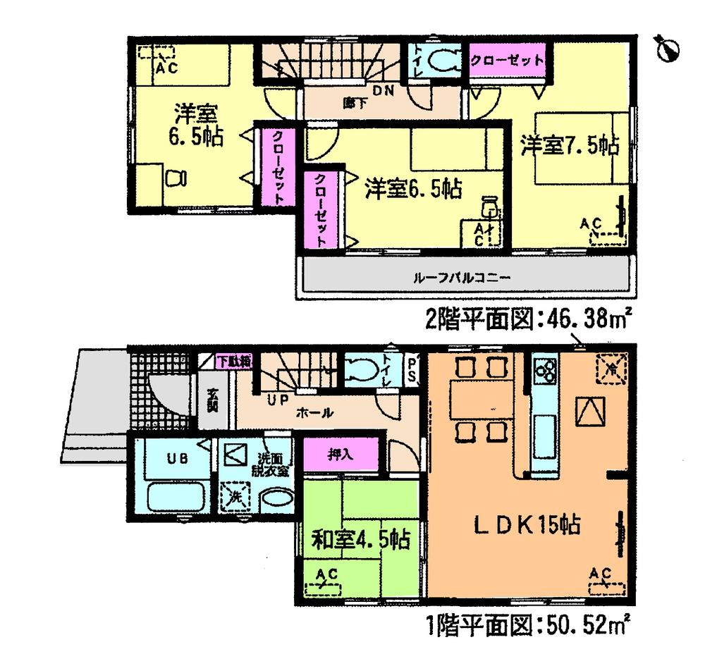 Floor plan. (3 Building), Price 25,800,000 yen, 4LDK, Land area 130 sq m , Building area 96.9 sq m