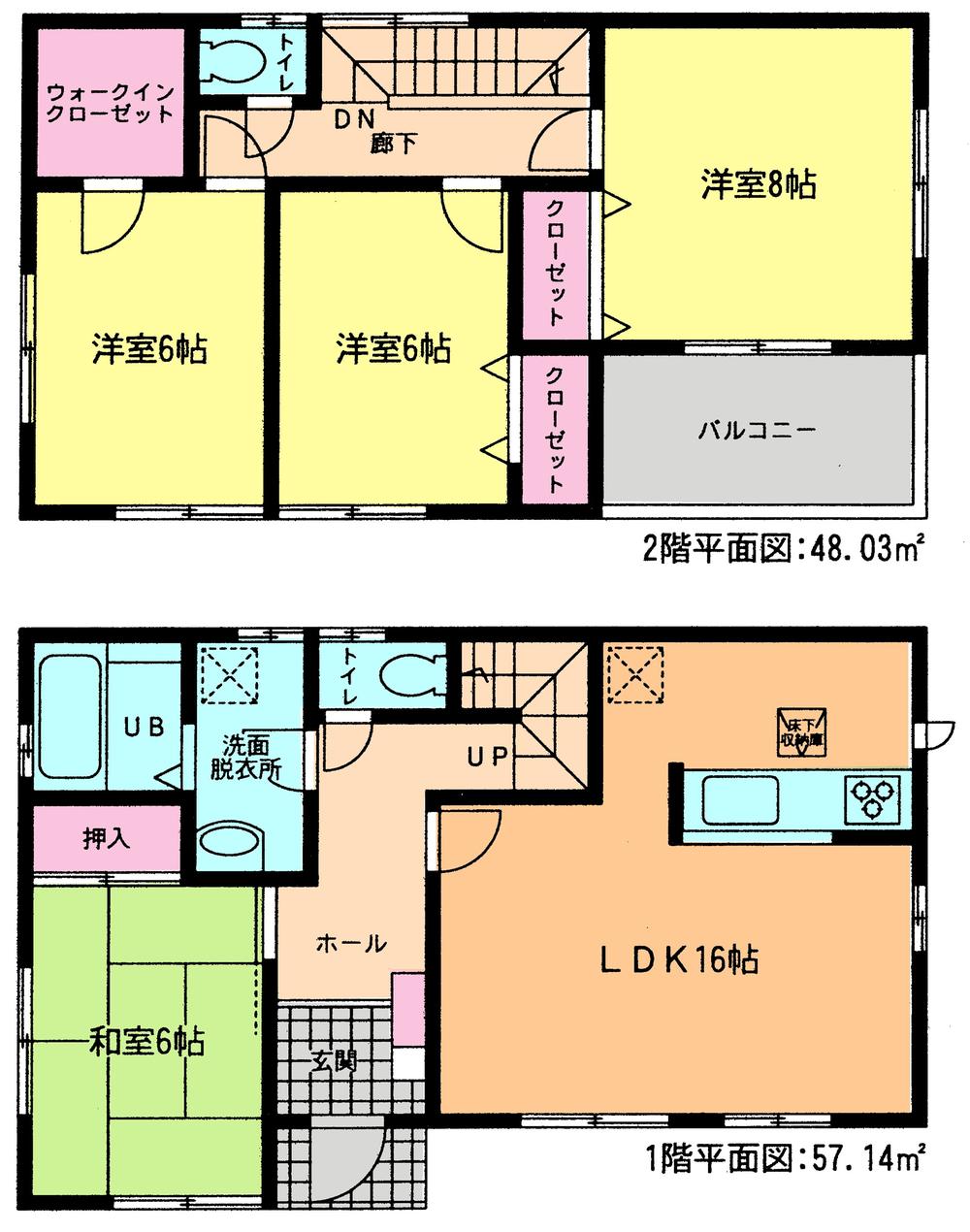 Floor plan. (4 Building), Price 31,800,000 yen, 4LDK, Land area 140.48 sq m , Building area 105.17 sq m